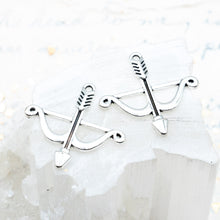 Load image into Gallery viewer, Antique Silver Bow and Arrow Charm Pair
