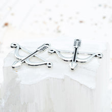 Load image into Gallery viewer, Antique Silver Bow and Arrow Charm Pair
