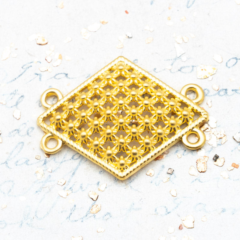 Matte Gold Turkish Diamond Shaped 4-Loop Connector