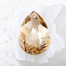 Load image into Gallery viewer, 30mm Golden Shadow Leaf Drop Premium Austrian Crystal Pendant
