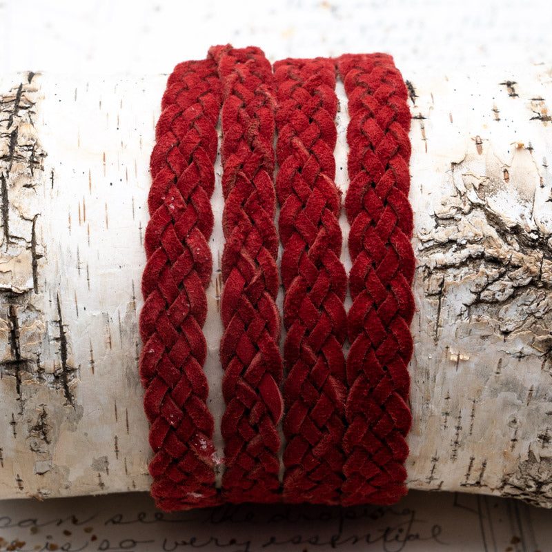 Flat Red Braided Suede - 36 Inches