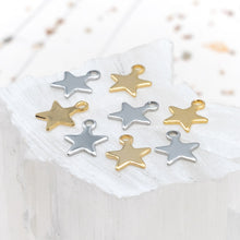 Load image into Gallery viewer, 10x9mm Silver and Gold Star Charm Set - 8pcs
