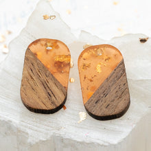 Load image into Gallery viewer, Small Orange Wooden and Acrylic Charm Pair
