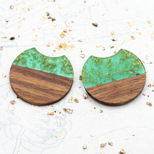 Load image into Gallery viewer, Golden Green Wooden and Acrylic Charm Pair
