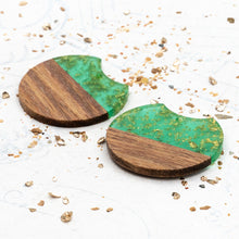 Load image into Gallery viewer, Golden Green Wooden and Acrylic Charm Pair
