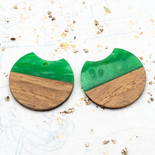 Load image into Gallery viewer, Bit of Shimmer Green Wooden and Acrylic Charm Pair
