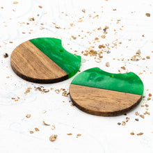 Load image into Gallery viewer, Bit of Shimmer Green Wooden and Acrylic Charm Pair
