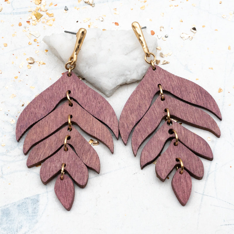 Mauve Wooden Earring Pair