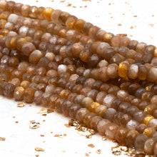 Load image into Gallery viewer, Sunstone Faceted Rondelle Gemstone Bead Strand
