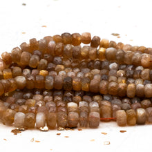 Load image into Gallery viewer, Sunstone Faceted Rondelle Gemstone Bead Strand
