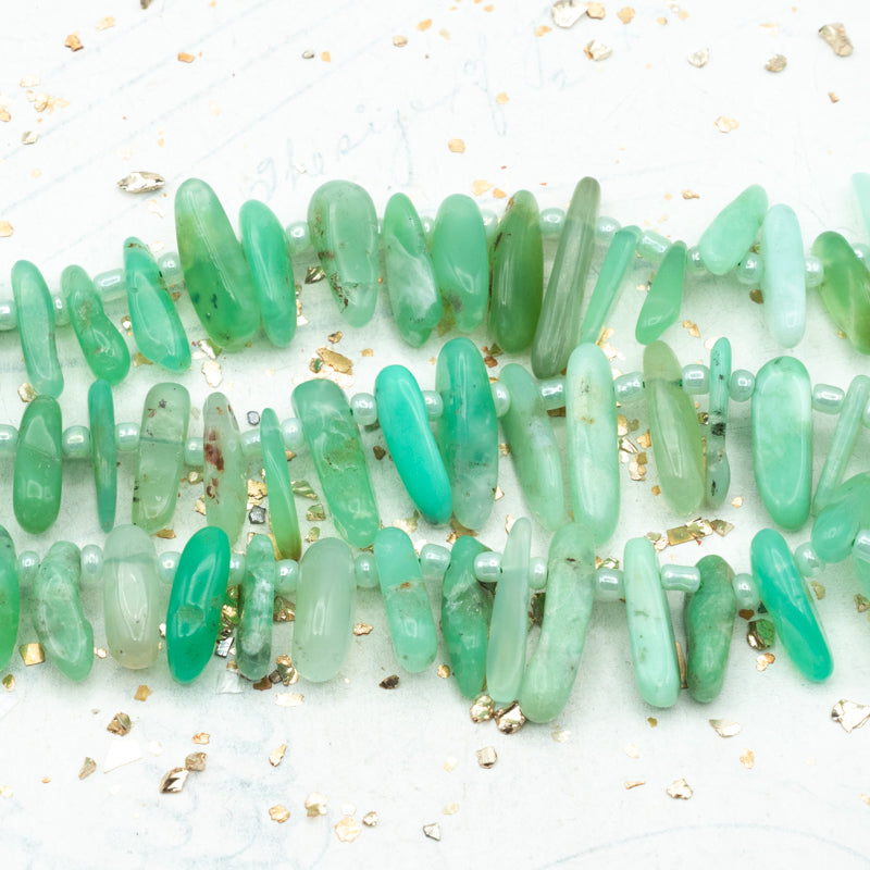 Chrysoprase Nugget Stone Bead Strand