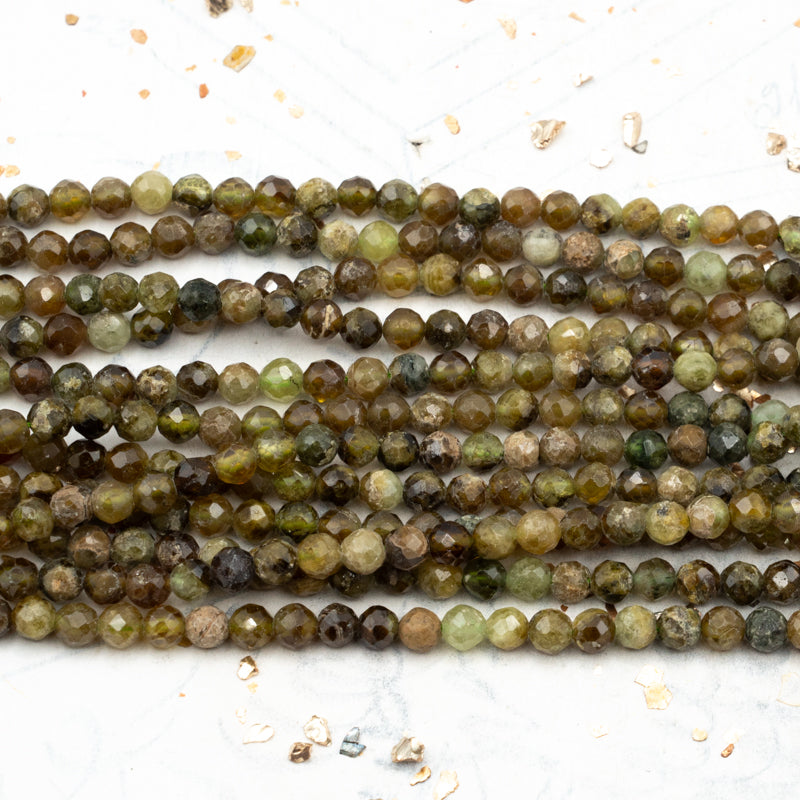 Green Garnet Stone Bead Strand