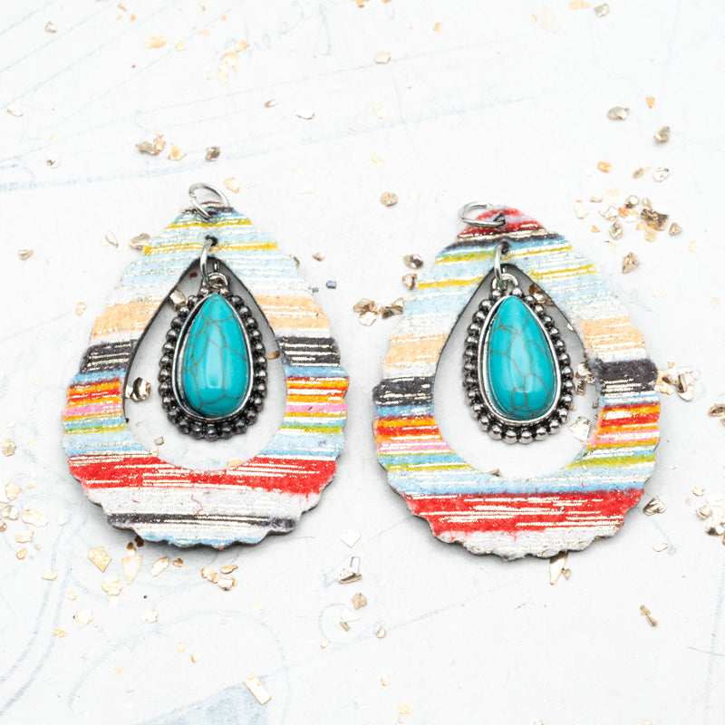 Turquoise Drop Pendant Earrings - Tucson Find