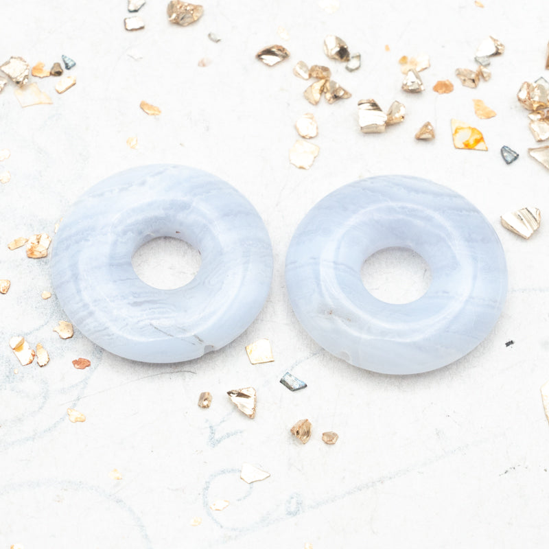 Blue-Lace Agate Donut Pair