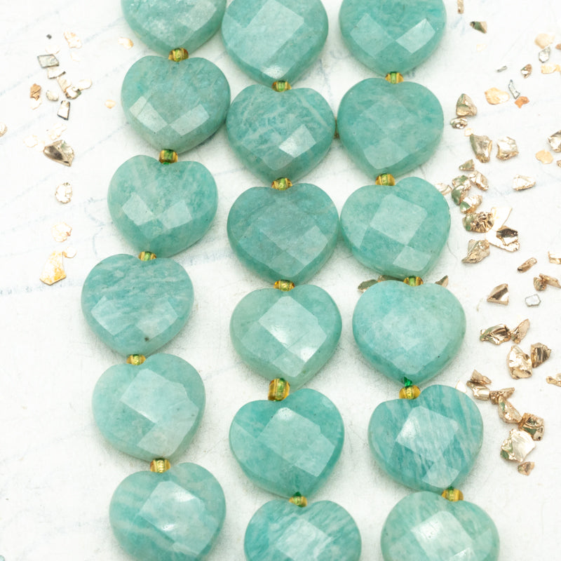 Amazonite Single Heart Focal Bead