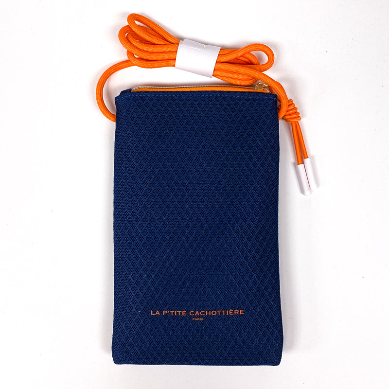 Navy and Orange Small Travel Pouch - Paris Find