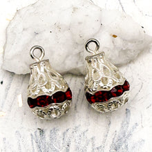 Load image into Gallery viewer, Silver and Red Bell Charm Pair
