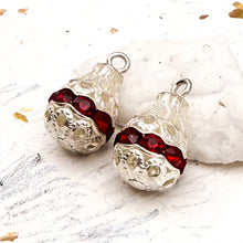 Load image into Gallery viewer, Silver and Red Bell Charm Pair
