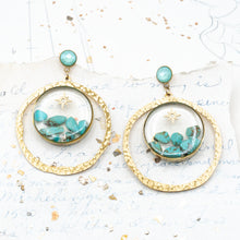Load image into Gallery viewer, Turquoise in Resin Hoop Earrings with Turquoise Blue Opal Posts  - Paris Find!
