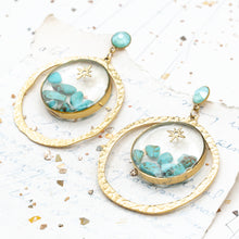 Load image into Gallery viewer, Turquoise in Resin Hoop Earrings with Turquoise Blue Opal Posts  - Paris Find!
