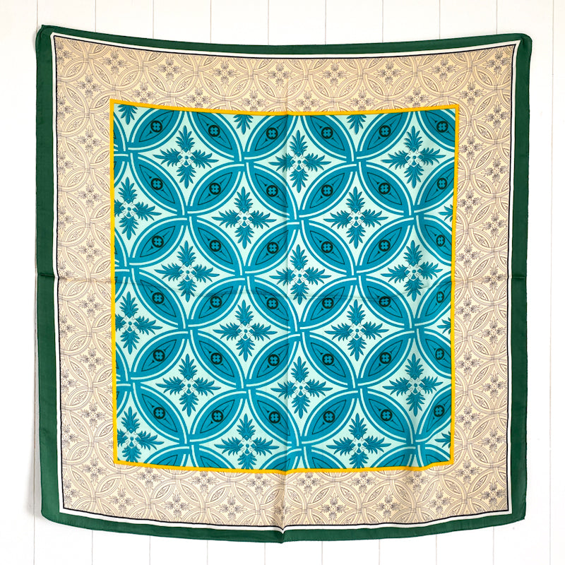 Blue Mosaic Printed Square Scarf - Paris Find!