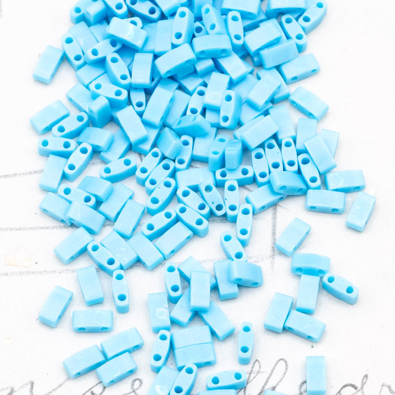 Matte Opaque Turquoise AB Half Tila Beads