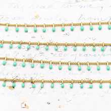 Load image into Gallery viewer, Aquamarine Enameled Paddles on Curb Chain - 1 Foot
