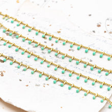 Load image into Gallery viewer, Aquamarine Enameled Paddles on Curb Chain - 1 Foot
