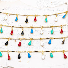 Load image into Gallery viewer, Colorful Enamel Gold Plated Brass Bar Link and Teardrop Chain - 1 Foot
