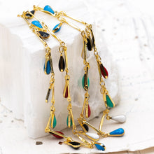Load image into Gallery viewer, Colorful Enamel Gold Plated Brass Bar Link and Teardrop Chain - 1 Foot
