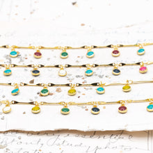 Load image into Gallery viewer, Multicolor Enamel Gold Plated Brass Bar Link and Cha Cha Chain - 1 Foot
