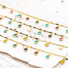 Load image into Gallery viewer, Multicolor Enamel Gold Plated Brass Bar Link and Cha Cha Chain - 1 Foot
