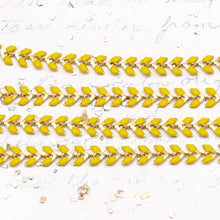 Load image into Gallery viewer, 7mm Yellow Enamel Gold Plated Stainless Steel Chevron Chain - 1 Foot
