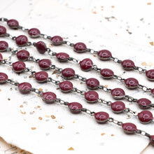 Load image into Gallery viewer, 12mm Dark Red Enamel Gunmetal Plated Brass Link Chain - 1 Foot
