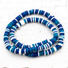Load image into Gallery viewer, 6mm Blue Mix Handmade Polymer Clay Heishi Bead Strand
