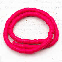 Load image into Gallery viewer, 6mm Cerise Pink Handmade Polymer Clay Heishi Bead Strand
