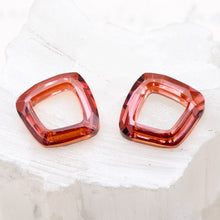 Load image into Gallery viewer, 14mm Red Magma Premium Austrian Crystal Cosmic Square Pair
