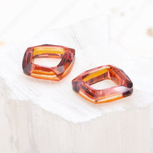 Load image into Gallery viewer, 14mm Red Magma Premium Austrian Crystal Cosmic Square Pair
