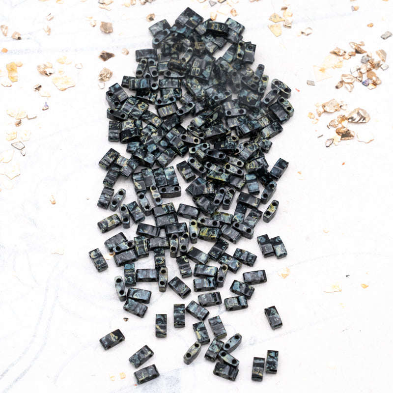 Smoky Black Matte Half Tila Beads