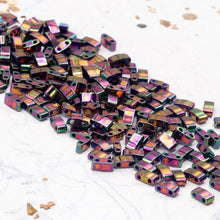 Load image into Gallery viewer, Plum Gold Luster Half Tila Beads
