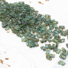 Load image into Gallery viewer, Olivine Transparent Half Tila Beads
