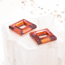 Load image into Gallery viewer, Discontinued! - 14mm Red Magma Premium Austrian Crystal Square Pair
