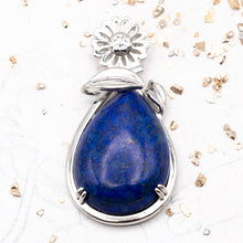 Load image into Gallery viewer, Natural Lapis Floral Drop Pendant
