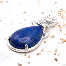 Load image into Gallery viewer, Natural Lapis Floral Drop Pendant
