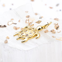 Load image into Gallery viewer, Little Rhinestone Turtle Charm - 18K Gold Plated
