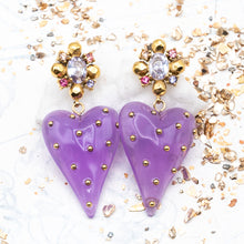 Load image into Gallery viewer, Purple Heart Earring Pair
