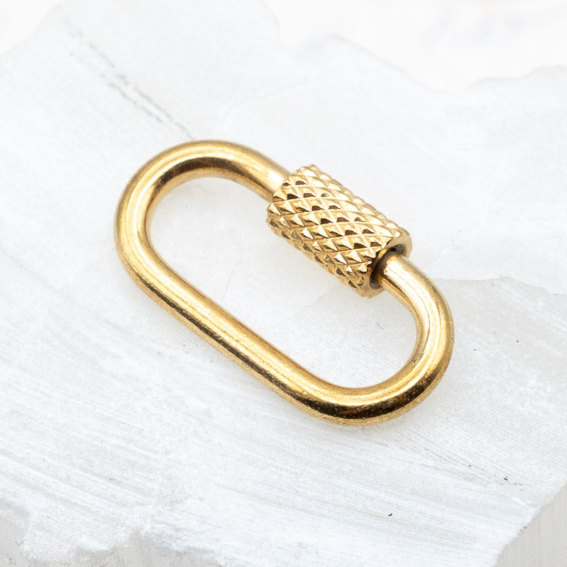 22mm Golden Stainless Steel Carabiner Lock Clasp with Textured Screw