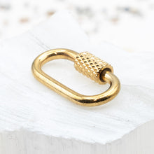 Load image into Gallery viewer, 22mm Golden Stainless Steel Carabiner Lock Clasp with Textured Screw
