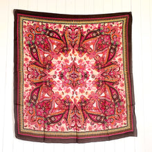 Load image into Gallery viewer, Pink Floral Paisley Printed Silk Blend Square Scarf - Paris Find!
