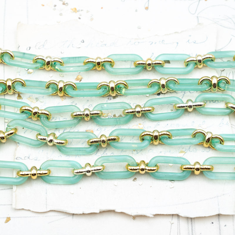 Mint Acrylic Oval Link Chain - 1 Foot - Paris Find